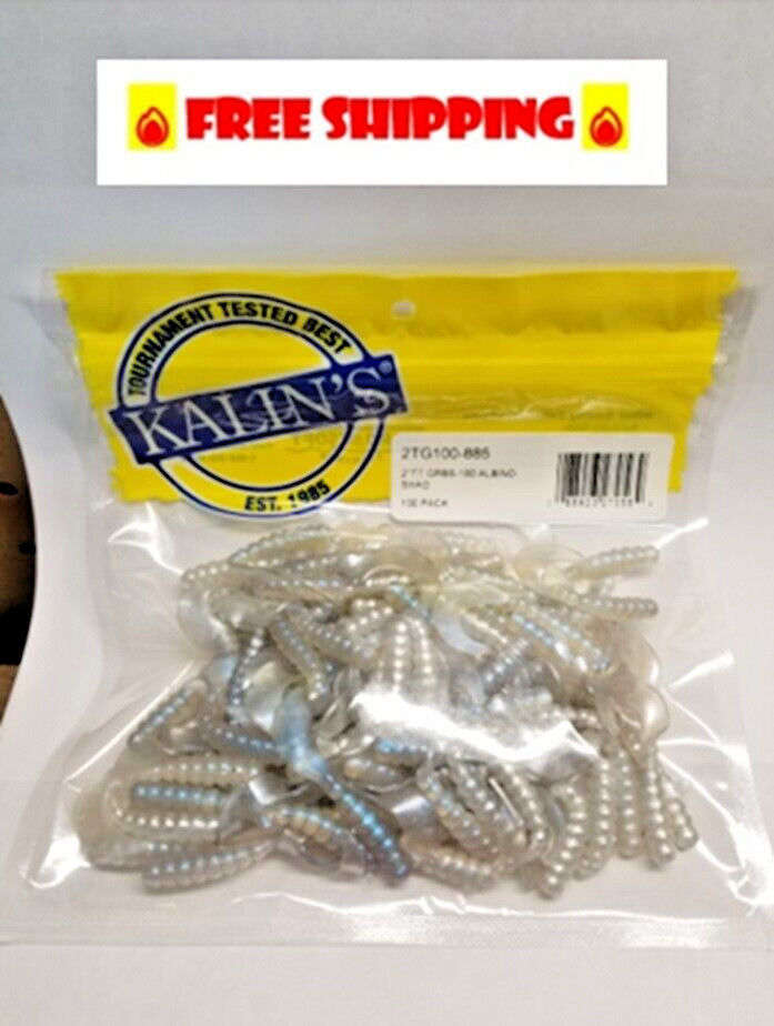 Kalin Triple Threat Grub 2 Inch Albino Shad 100 Pack Fishing Baits