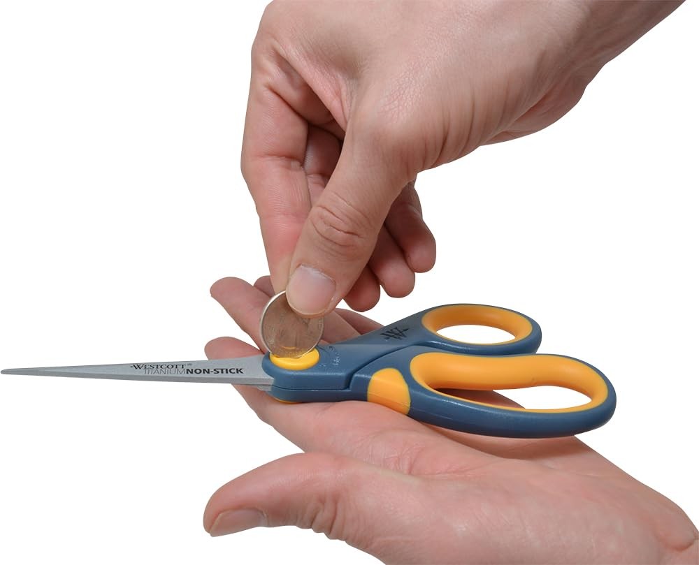 Non-Stick Titanium Scissors 8-Inch, 2-Pack - Gray and Yellow Home & Office Cutting Tools