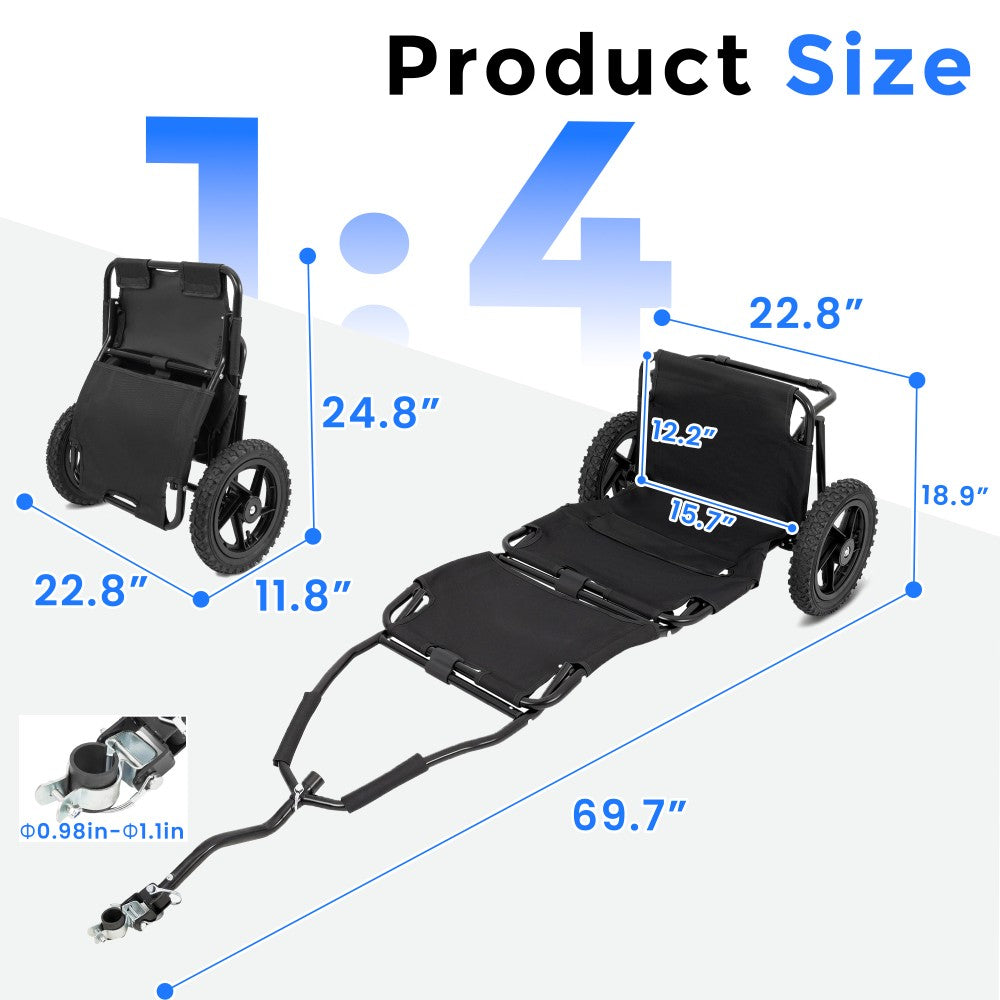 3-in-1 Bike Cargo Trailer Folding Wagon with 12-Inch Wheels Carbon Steel