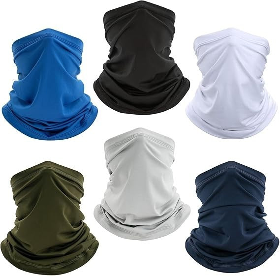 Sun UV Protection Face Masks 6 Pack - Breathable Neck Gaiter & Cover