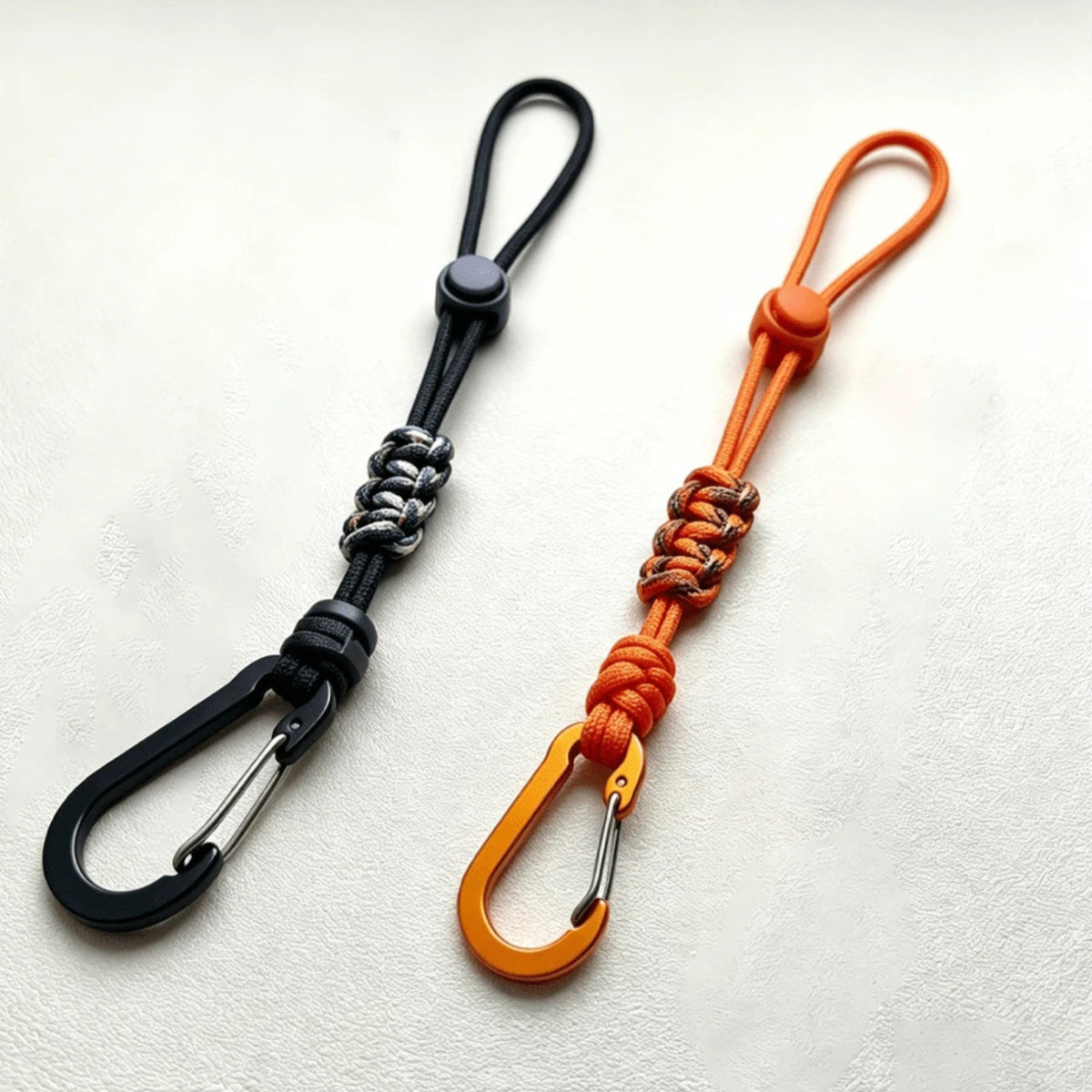 Adjustable Paracord Water Bottle Holder with Carabiner Keychain