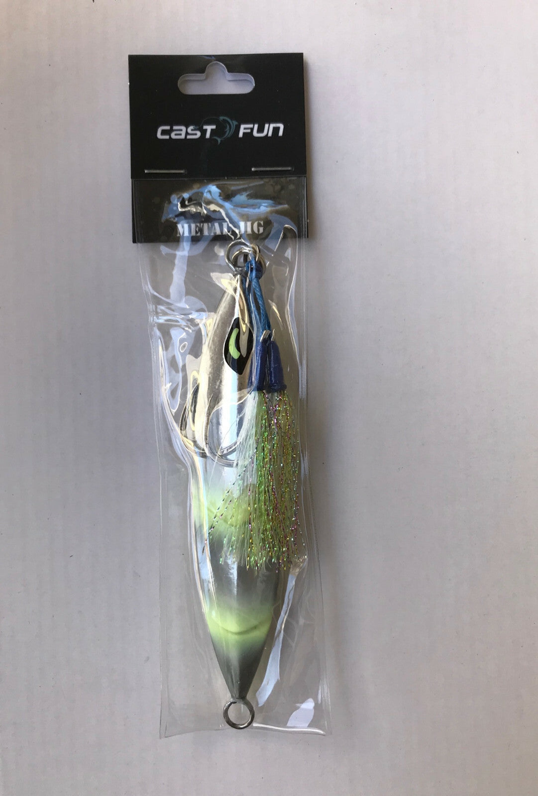 250g Lead Flat Slow Fall Fishing Jig Lure with Glow Assist Hooks - Saltwater Tackle