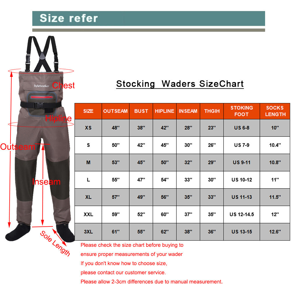 Fly Fishing Chest Waders Breathable Waterproof Stocking Foot Fishing & Hunting Waders