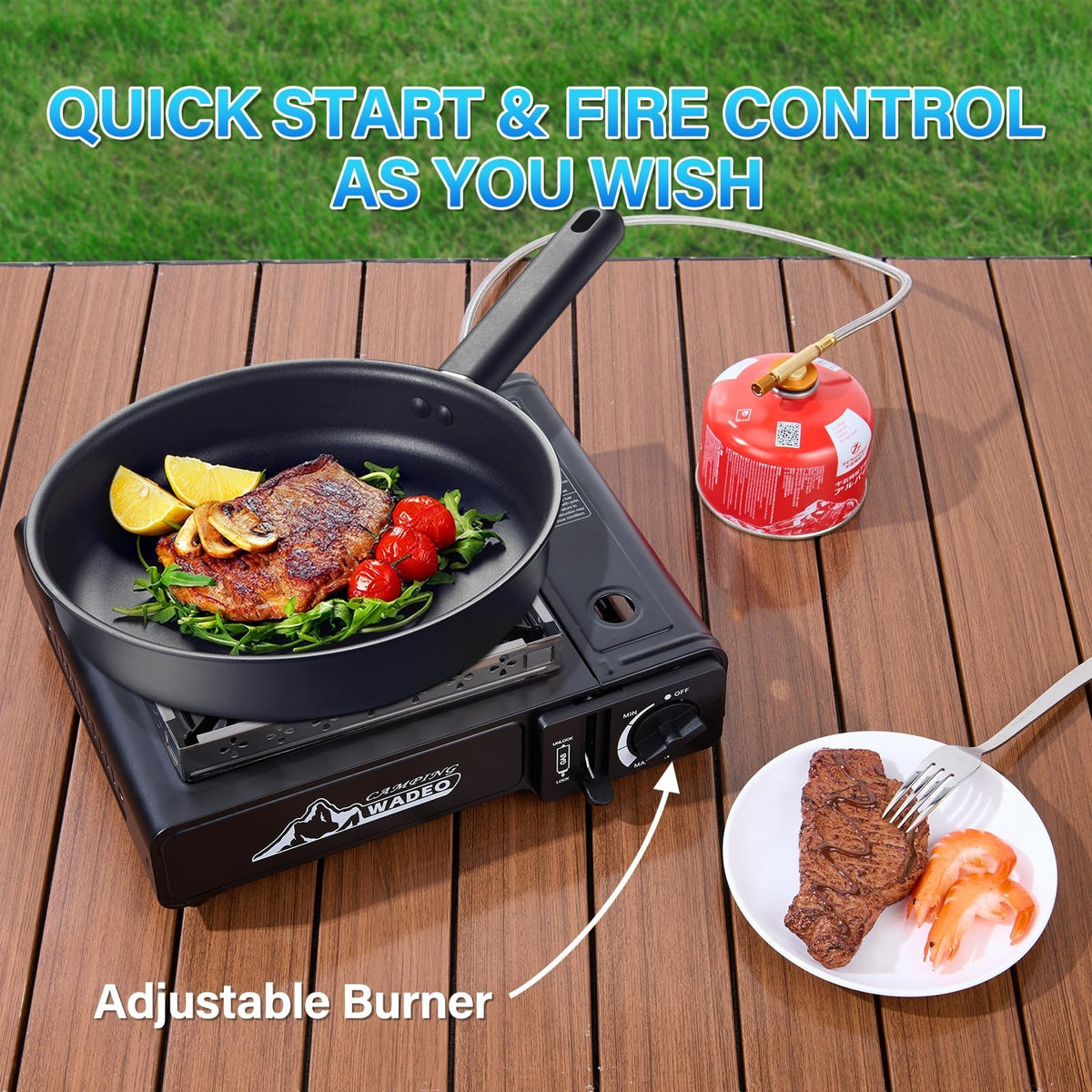 Portable Camping Stove with Windblocker & Carrying Case - 3 Fuel Types