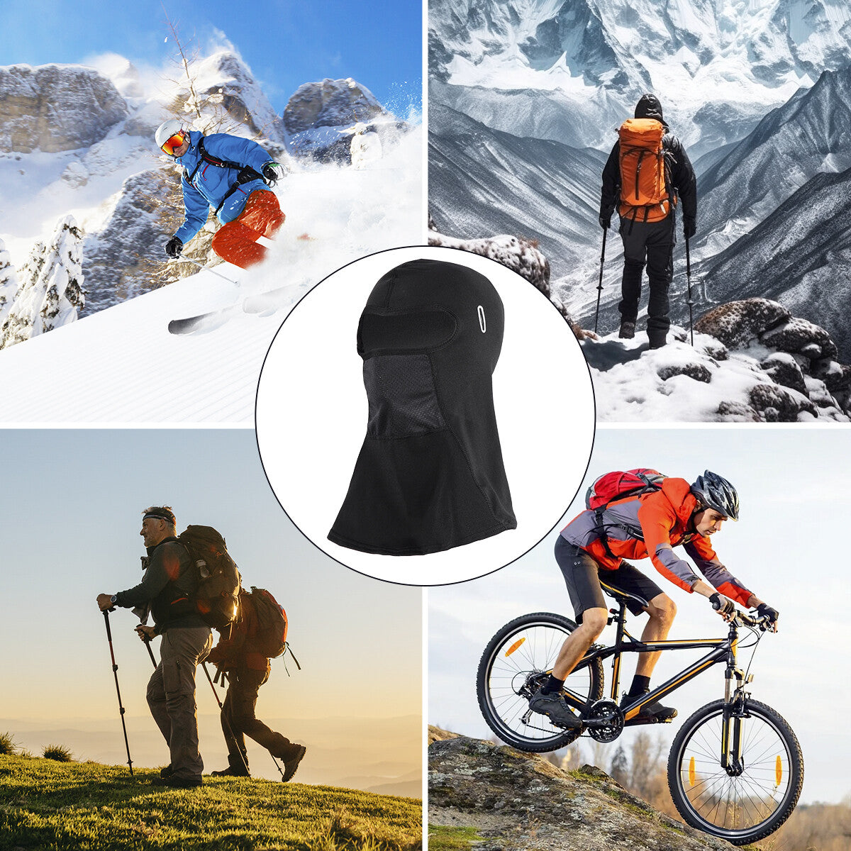 Windproof Full Face Ski Mask with Glasses Hole for Winter Sports