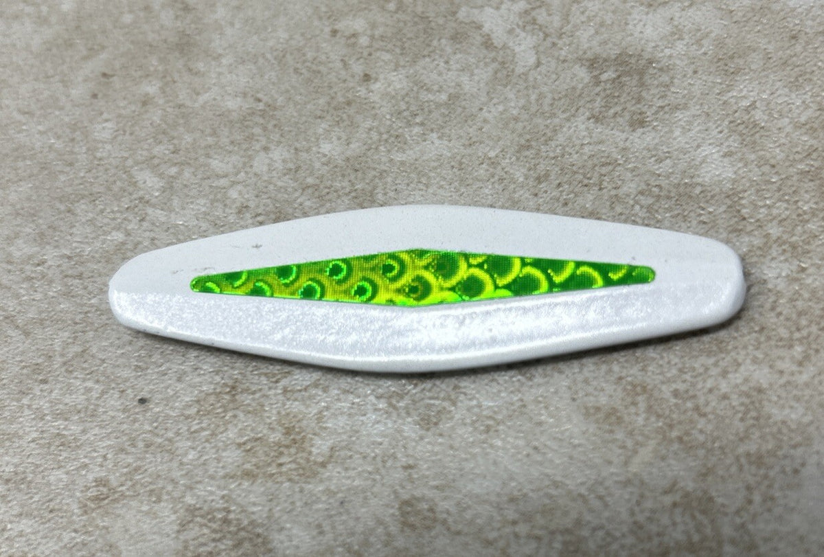 12 Pieces 2.5 Inch White and Green Fishing Rotators - Spinning Lures