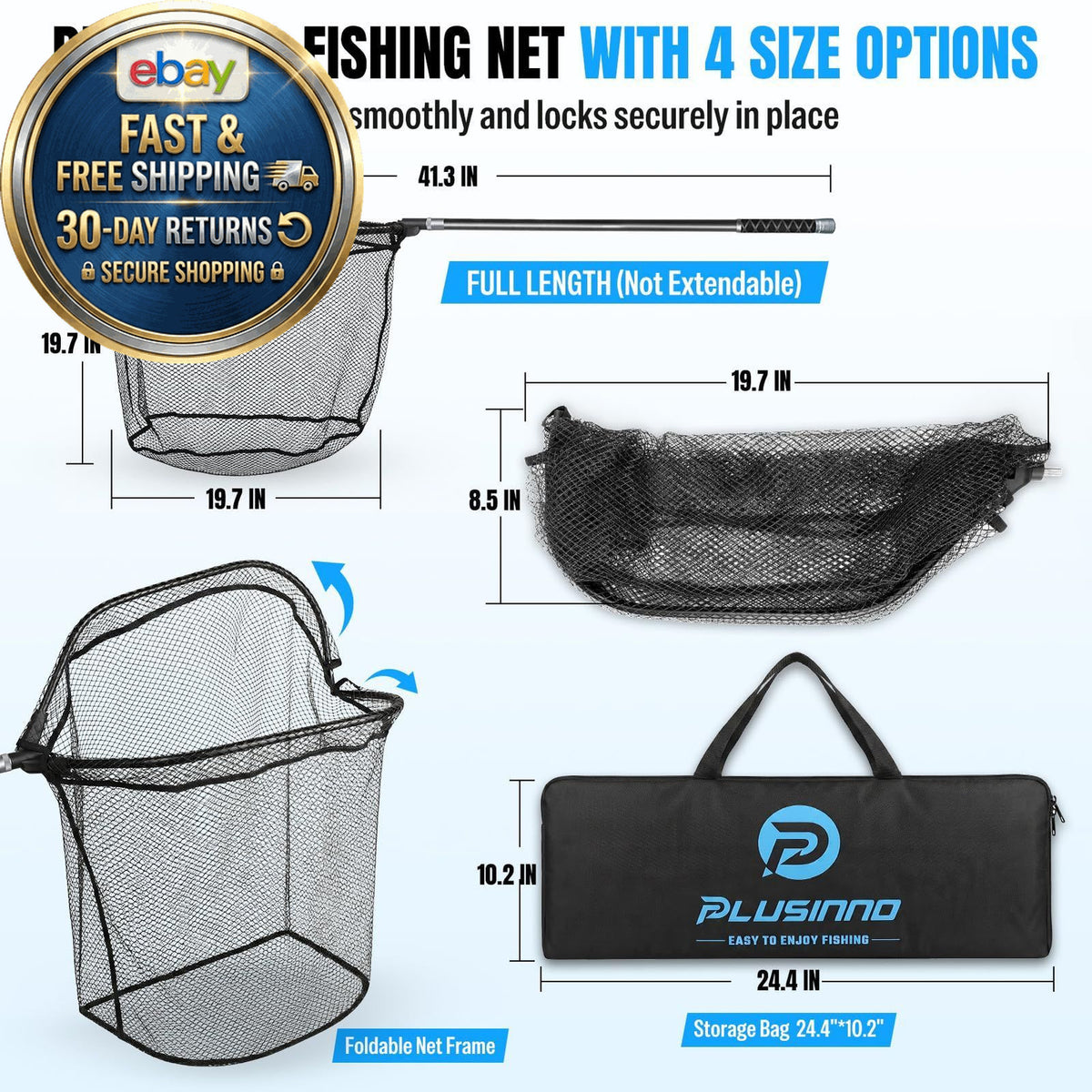 Heavy Duty Telescoping Fishing Net - Carbon Fiber Handle, Large Fish Catch Net