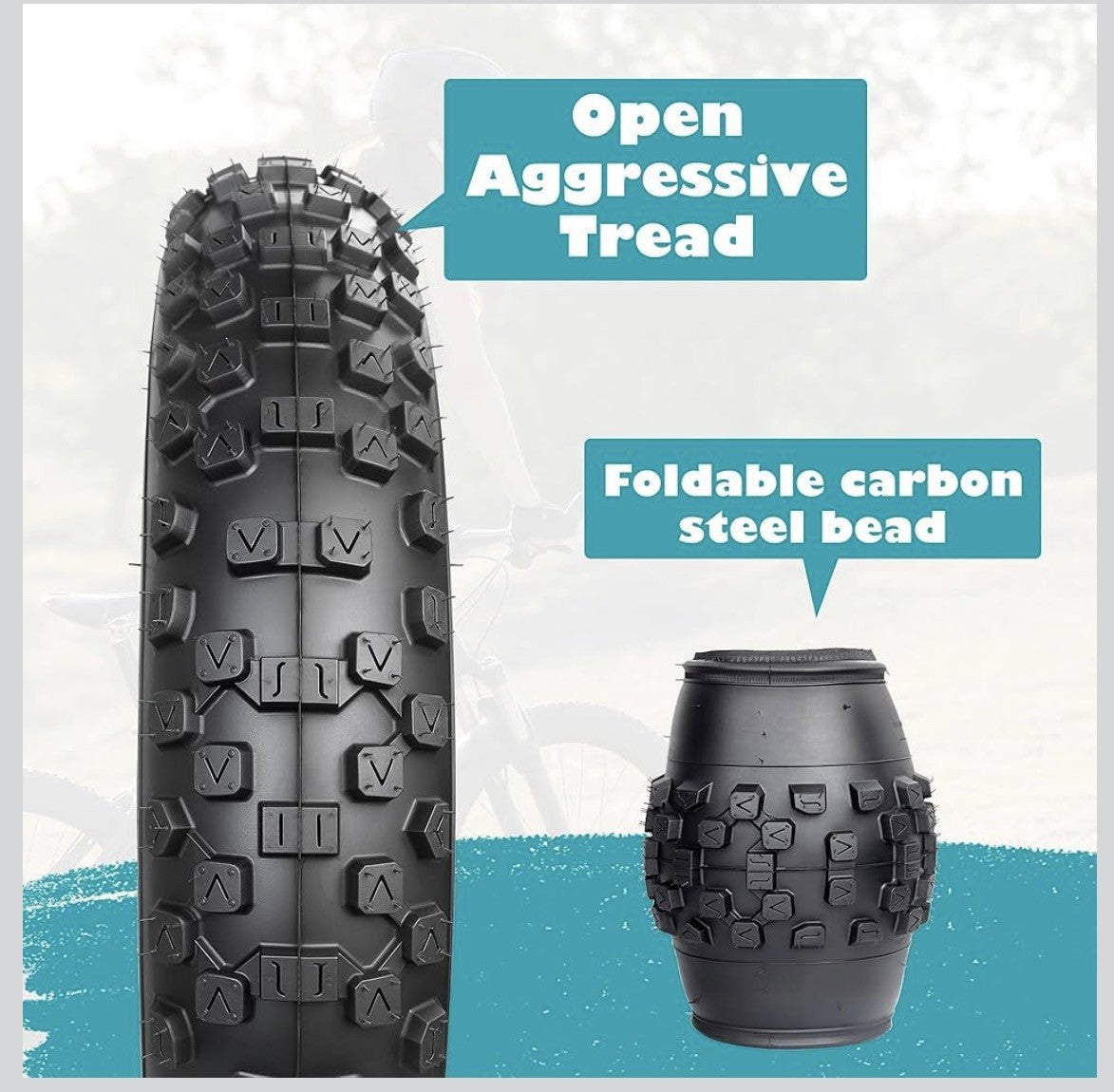 20x4 Inch Fat Bike Tires and Tubes for Electric Bikes - Off-Road Set