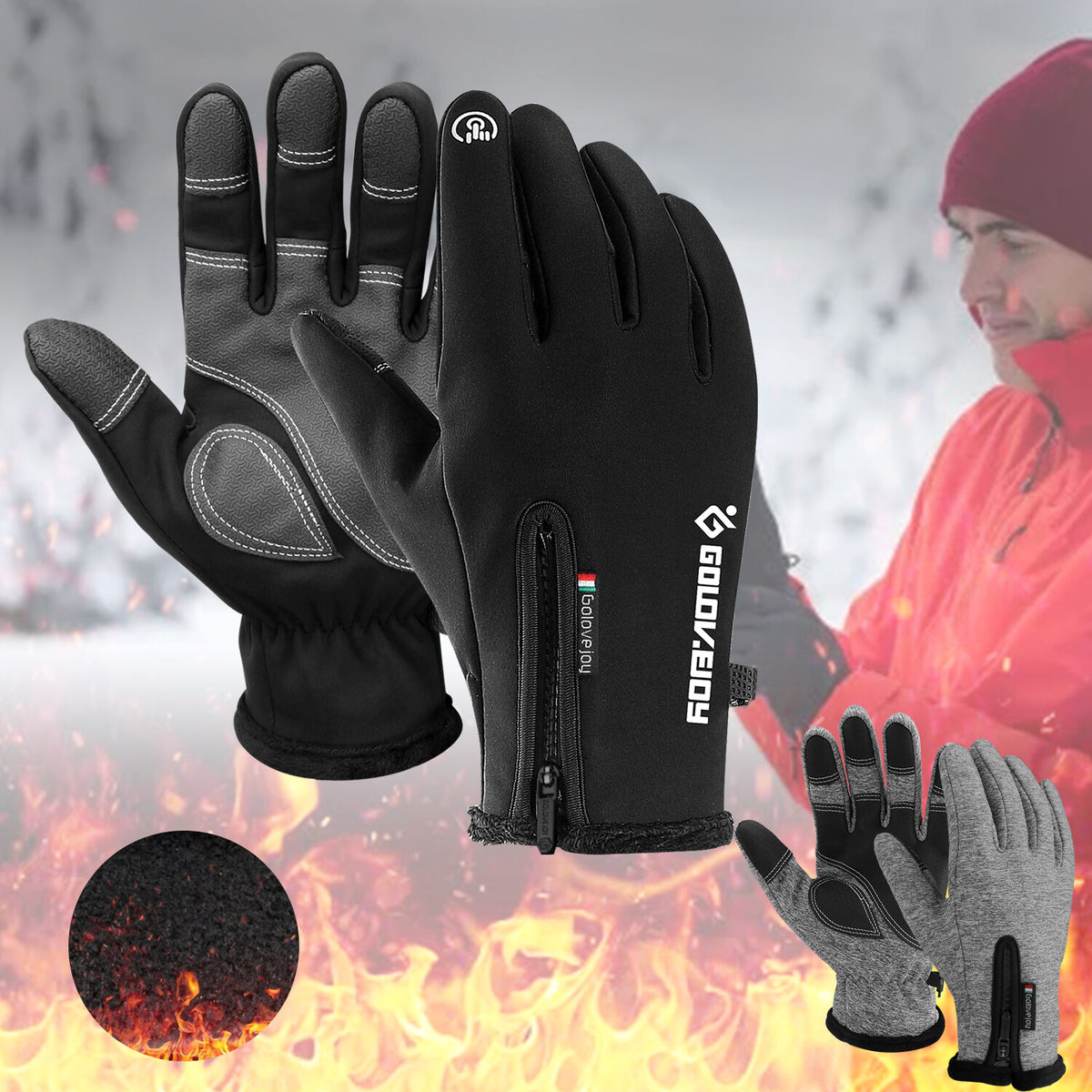 Winter Waterproof Touch Screen Gloves for Men Women - Windproof Warm Mittens
