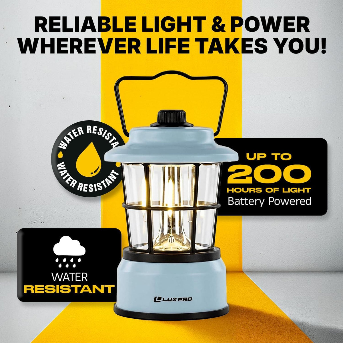LED Camping Lantern Battery-Powered Emergency Water-Resistant Light