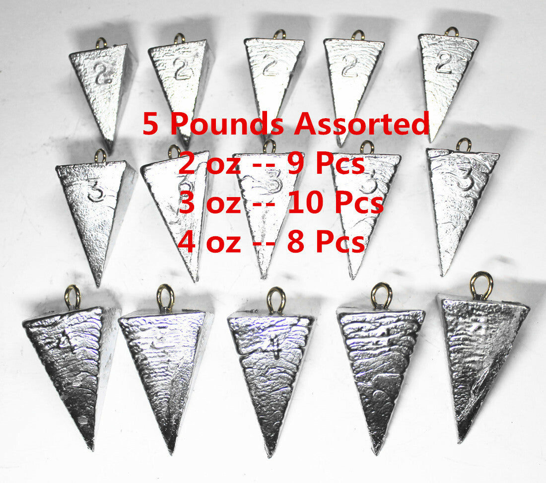 Fishing Sinkers Pyramid Sinkers Assorted Weights 5 LB for Surf Fishing