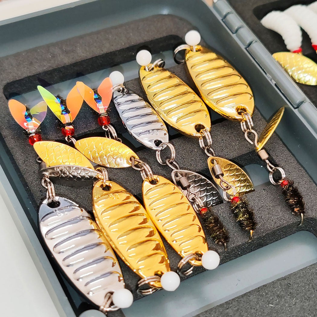 Fly Fishing Flies Kit - 42 Pieces Rotating Sequin Wet Dry Trout Flies Bundle
