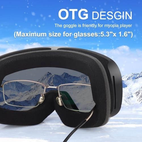 OTG Ski Goggles for Men & Women - Anti-Fog UV Protection Snowboard Goggles