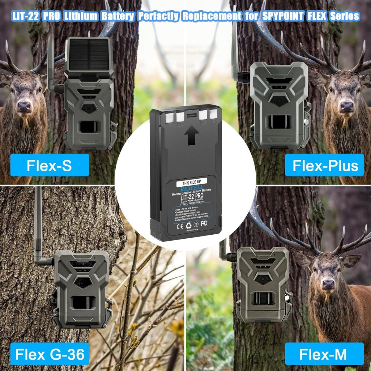 2-Pack 7000mAh Lithium-ion Battery for SPYPOINT FLEX-Series Trail Cameras