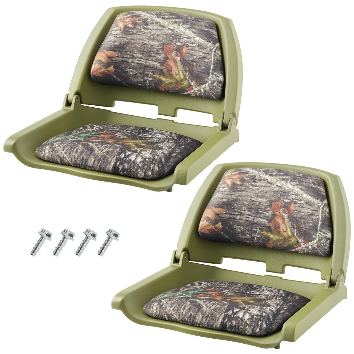 2-Pack Fold-Down Boat Seats with Thick Cushions and Weatherproof Material