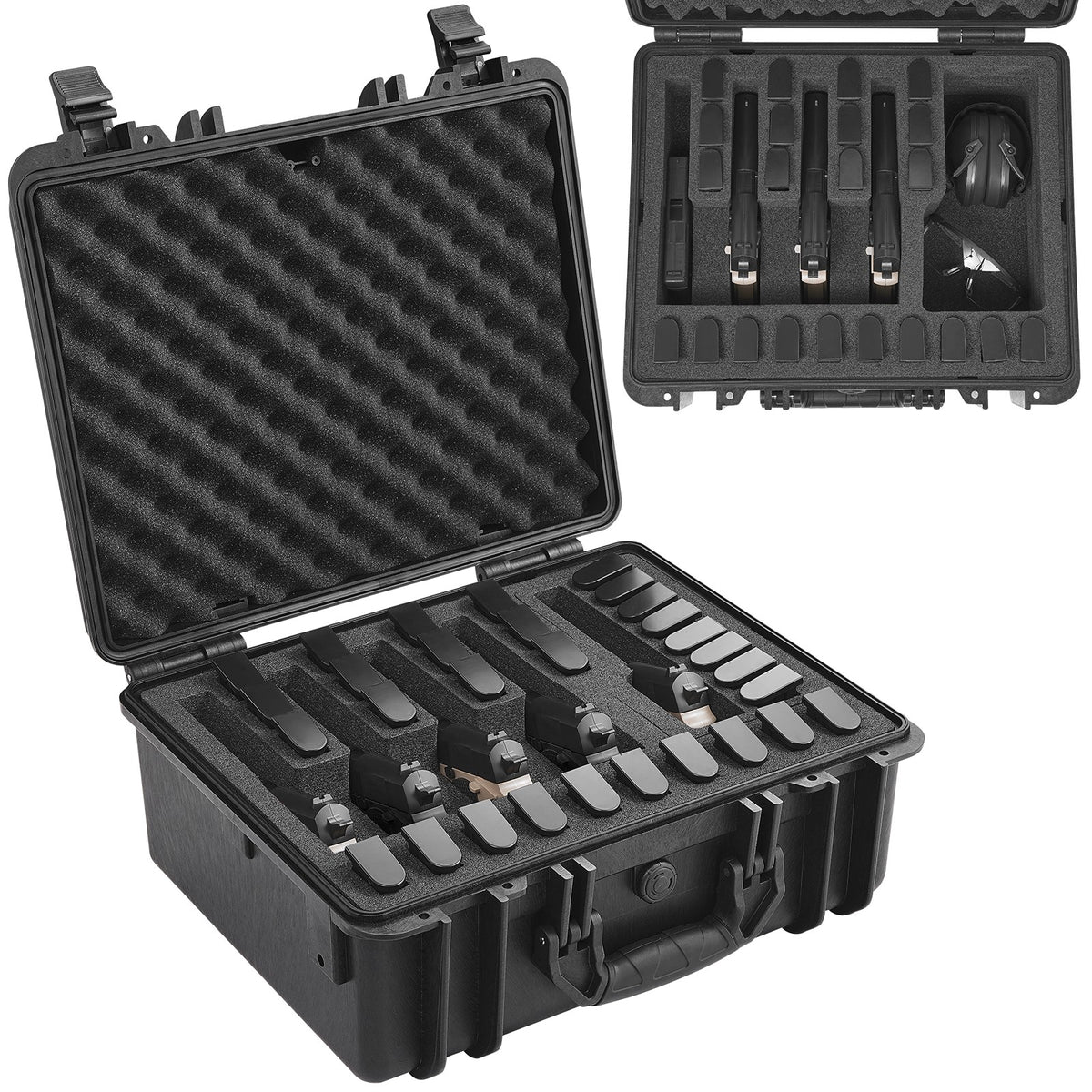 Hard Pistol Case for 5 Guns Waterproof Lockable Gun Storage Travel Case