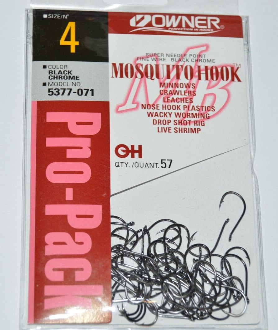 Owner Drop Shot Wacky Minnow Mosquito Nose Hook Size 4 Pro Pack