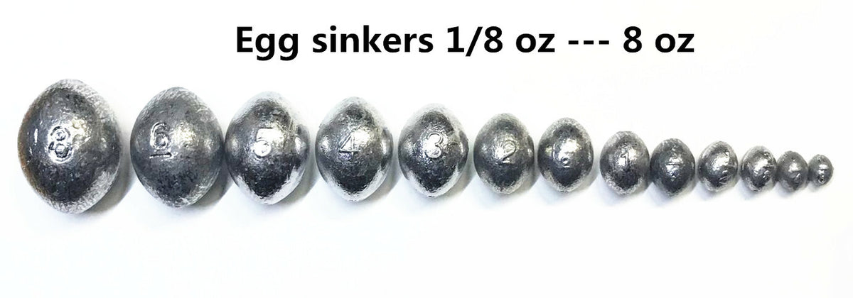 Fishing Egg Sinkers - Assorted Sizes, 10 Pack for Deep Water & Weed Fishing