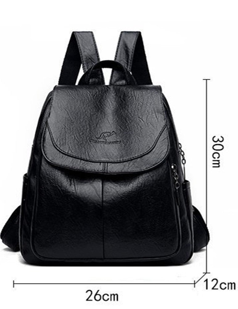 Women’s Artificial Leather Backpack - Luxury Designer Style, Soft Cowhide