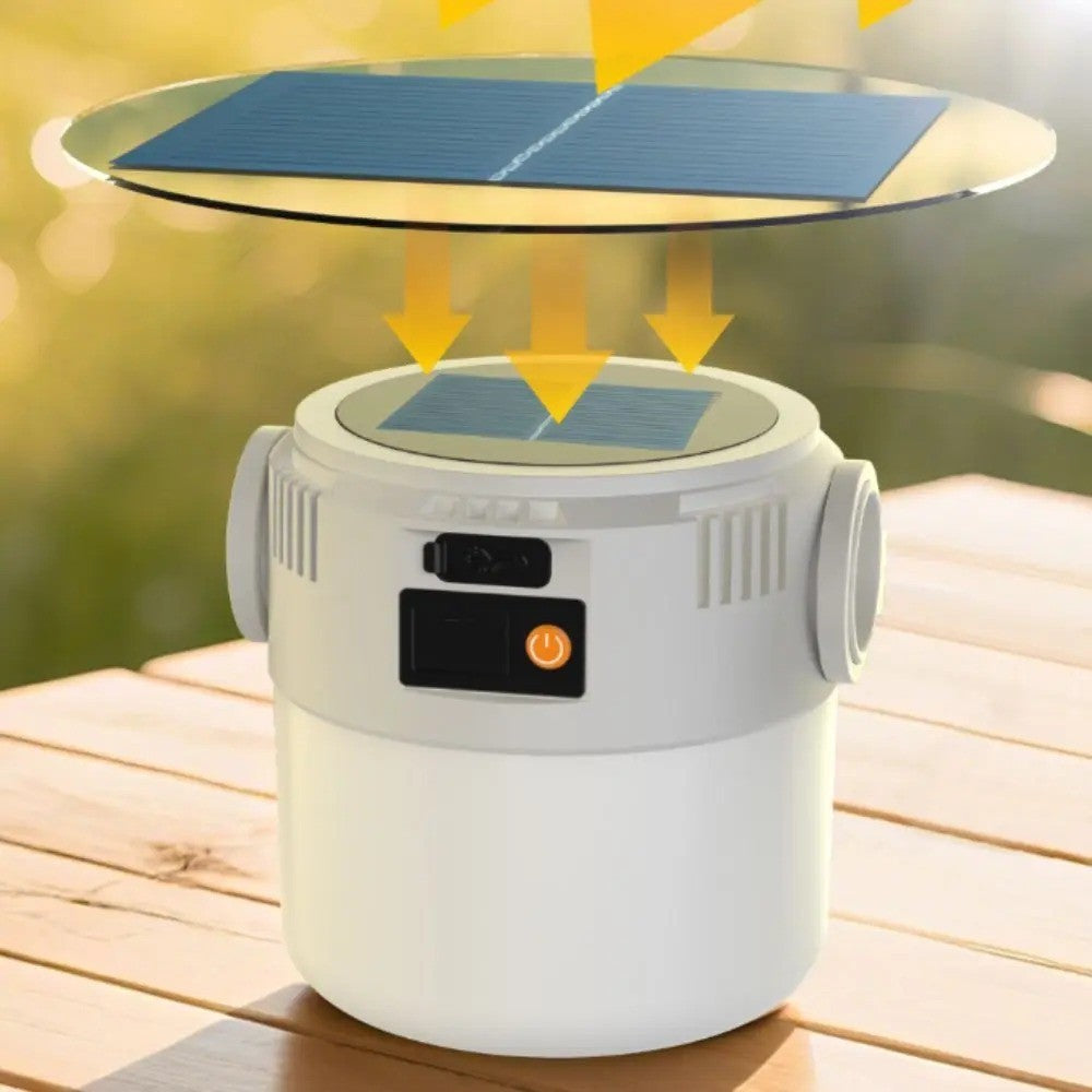 Rechargeable LED Camping Lantern with Solar & USB Power Dual Mode