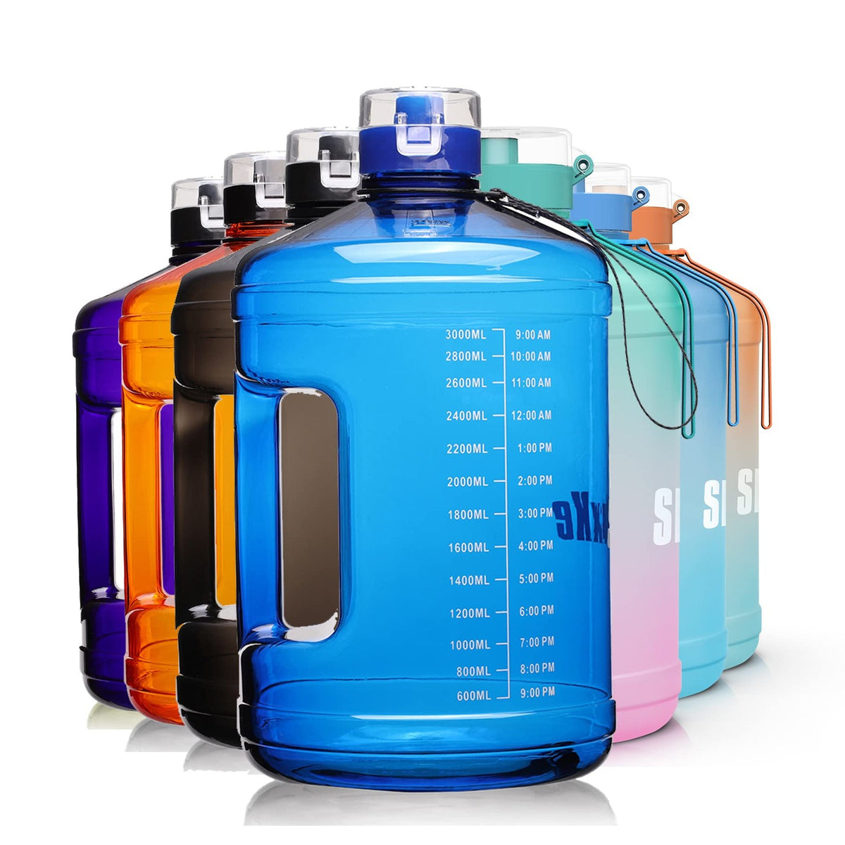 1 Gallon Water Bottle with Time Markers - Leak-Proof BPA Free Hydration Jug