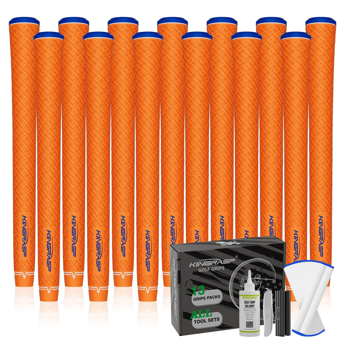 Golf Club Grips Set 13 Soft Rubber Multi-Compound Orange Standard