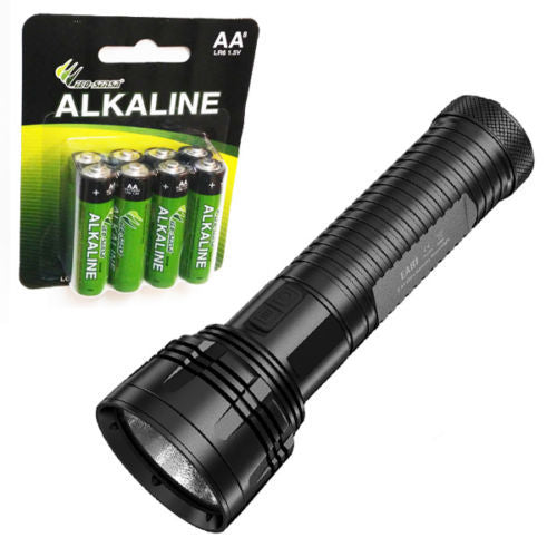 High-Powered LED Flashlight with 2150 Lumens and 8 AA Batteries