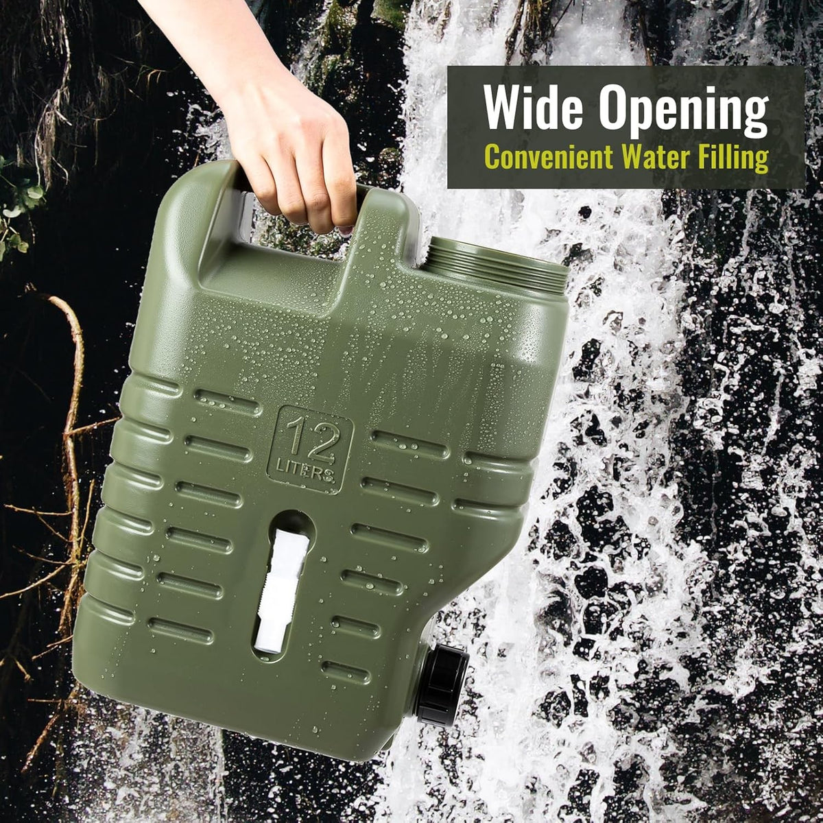 3.2-Gallon Portable Camping Water Jug with Spigot - Leak-Proof, Food Grade, Green