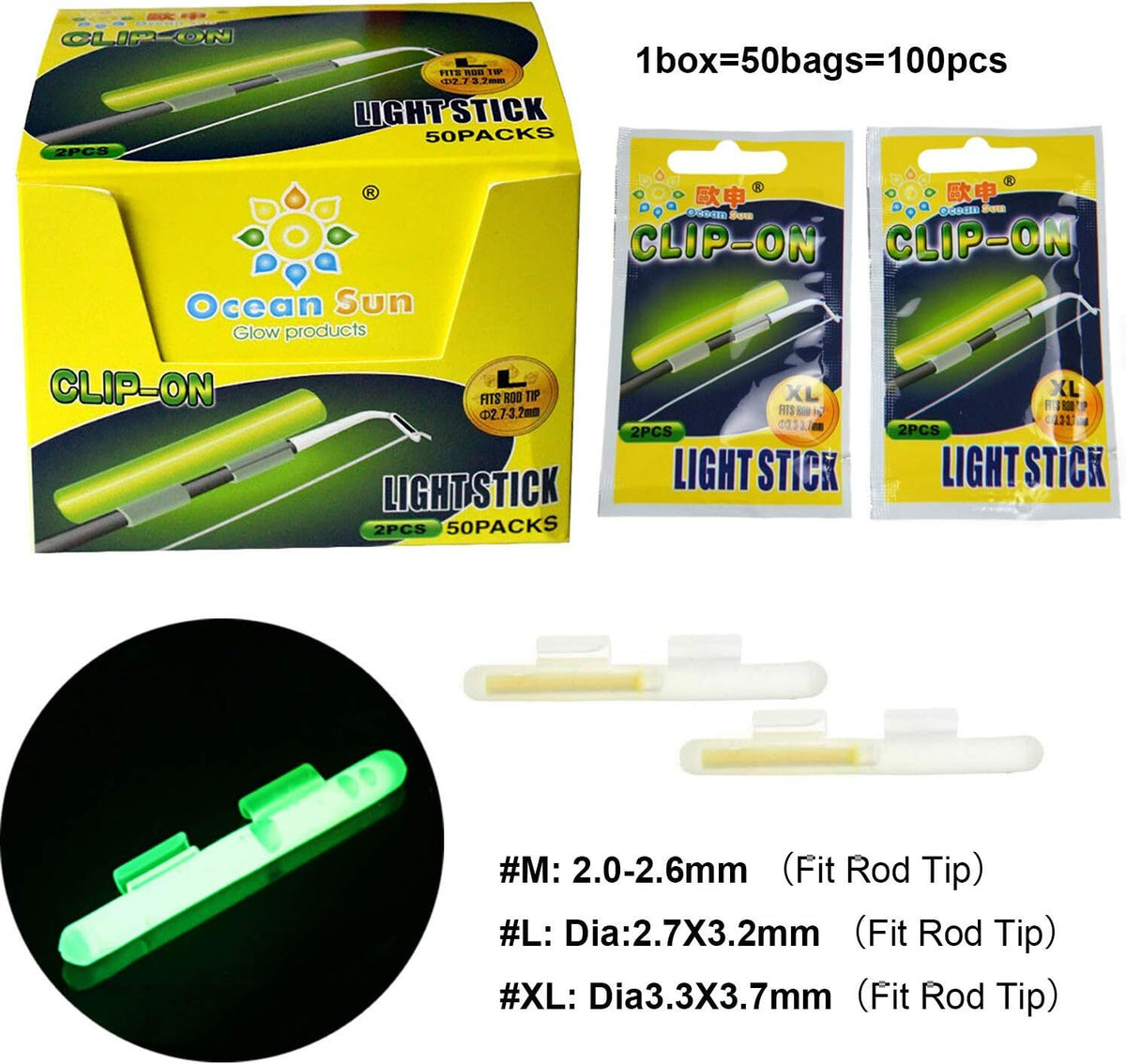 Glow Sticks for Night Fishing - Long Lasting Luminescent Rod Tips 20/100pcs
