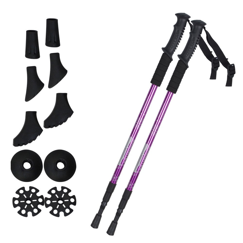 Lightweight Telescoping Hiking Poles with Adjustable Locking System - Collapsible Trekking Sticks