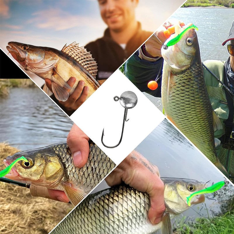 50Pcs Round Jig Heads Fishing Hooks for Crappie Bass Trout Swimbaits Tackle