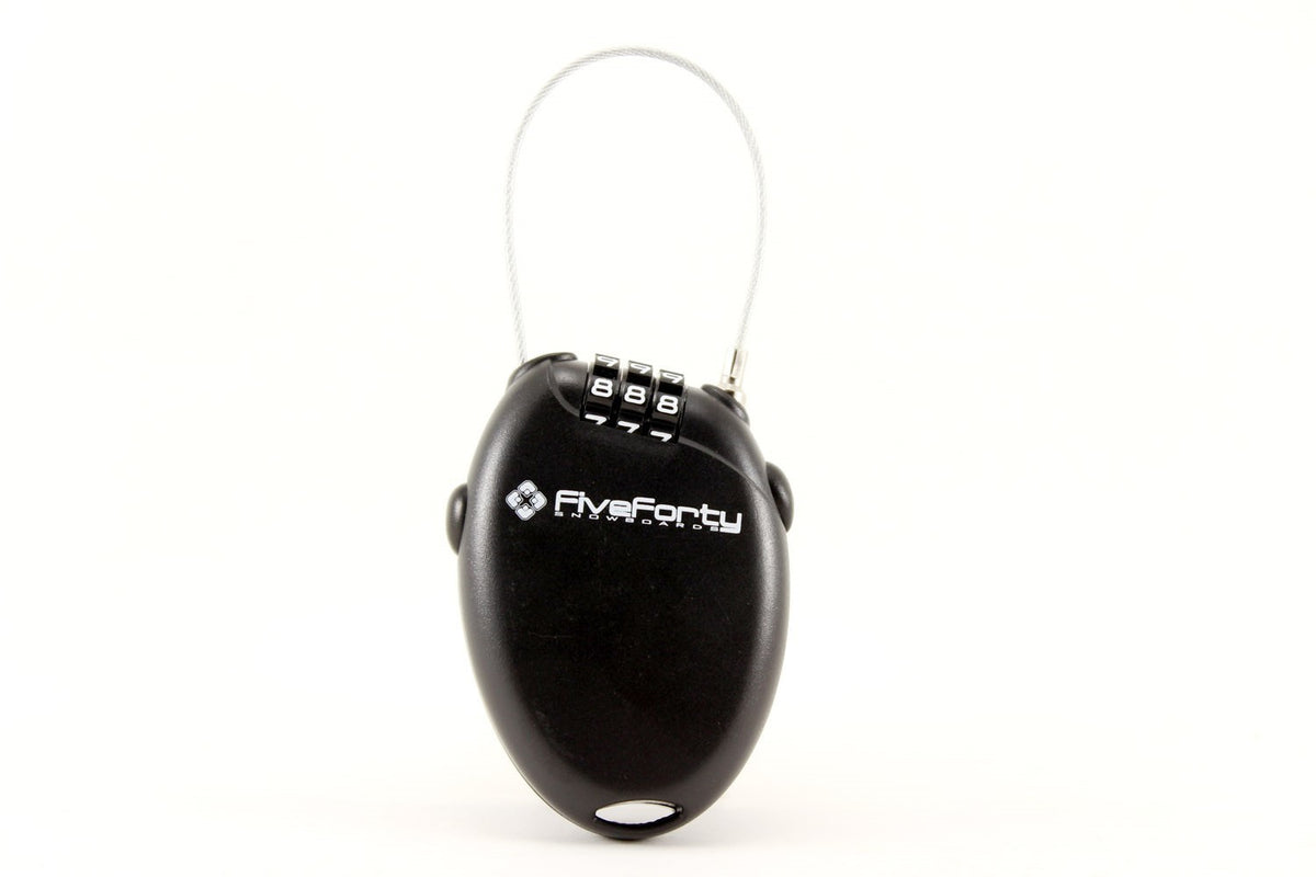 Mini Retractable Cable Lock for Snowboards - Black, 30-inch Combo Lock