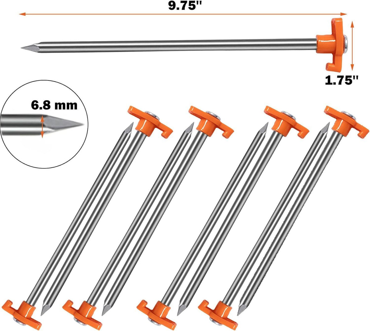 Heavy Duty Tent Stakes 20 Pack 10 Inch Galvanized Ground Pegs Outdoor Camping Equipment