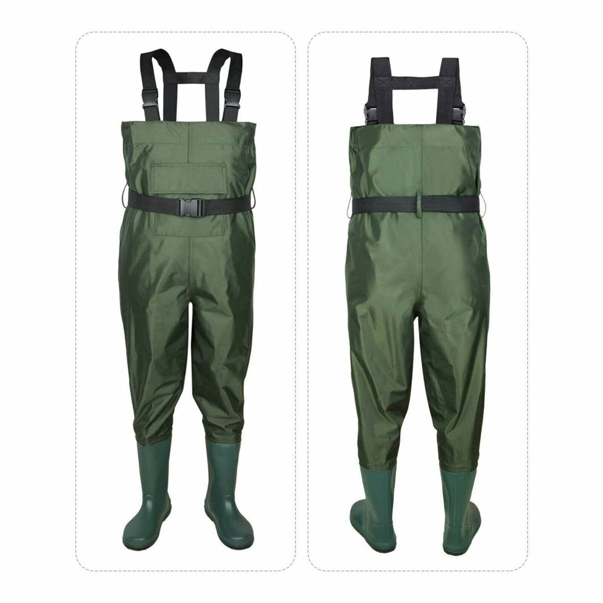 Waterproof Chest Waders for Hunting and Fishing Nylon Bootfoot 6-13 Size