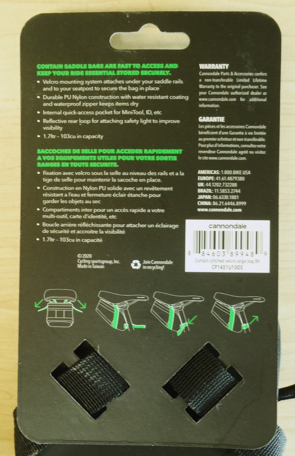 Large Waterproof Bicycle Saddle Bag with Quick Access and Reflective Loop