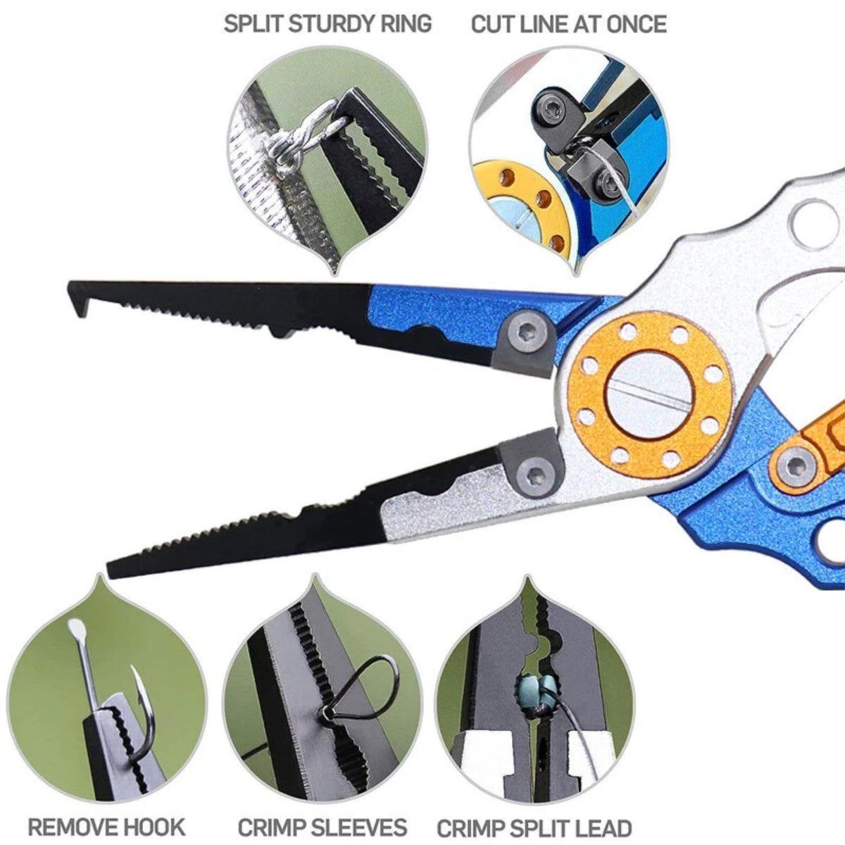 Aluminum Fishing Pliers with Braided Line Cutter and Hook Remover