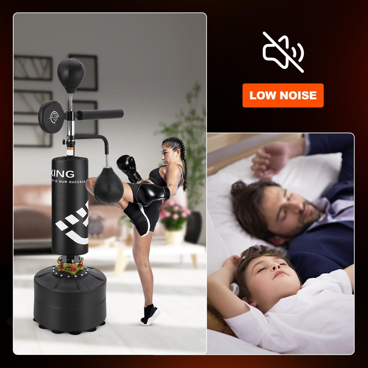 Heavy Punching Bag with Stand for Boxing and Martial Arts Training - Adjustable Height