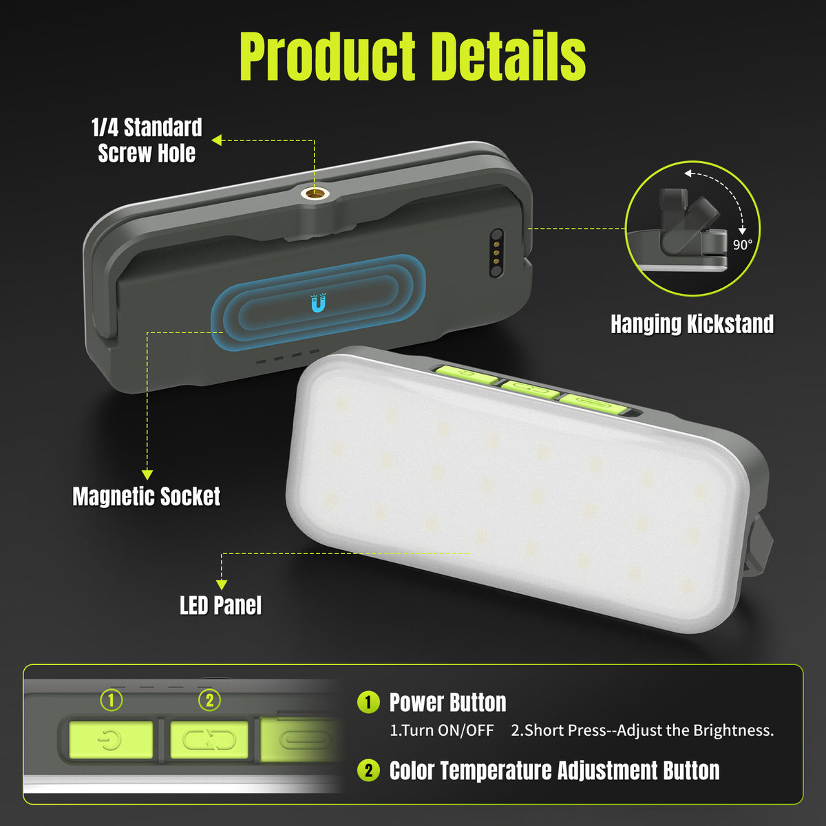 Rechargeable LED Camping Lantern with USB Power Bank and 360° Rotating Head