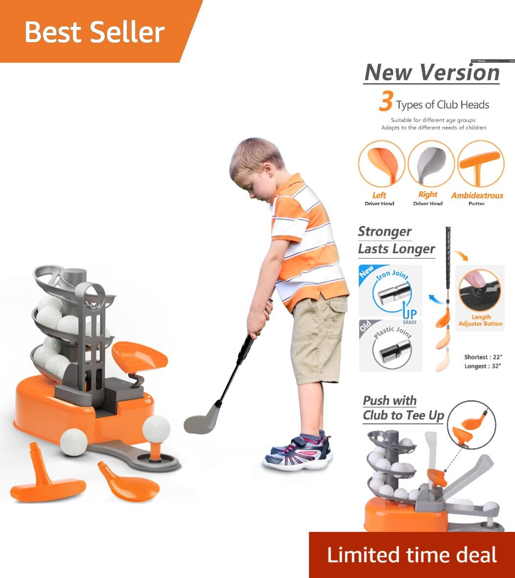 Toddler Golf Set with Ball-to-Tee Trainer and Golf Clubs - Fun Outdoor Play for Kids 3-8