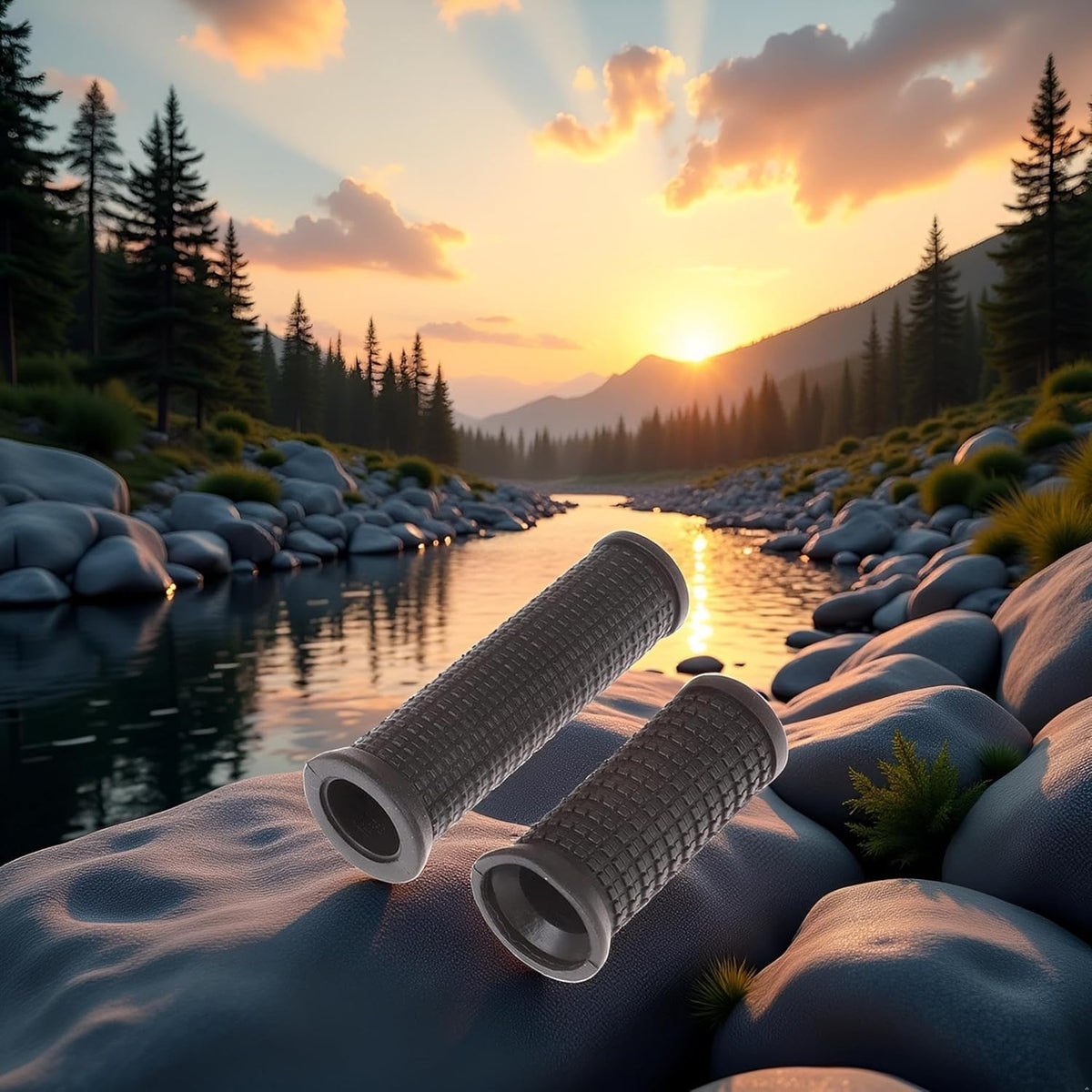 Bike Handlebar Grips Set of 2 Long & Short Anti-Slip Rubber for Twist Shifters