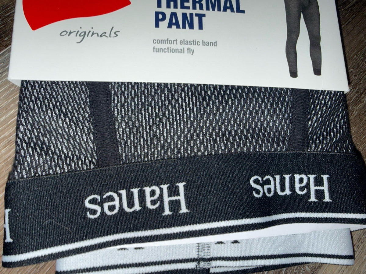 Men's Thermal Waffle Long Johns Base Layer Pants - Black, Size M