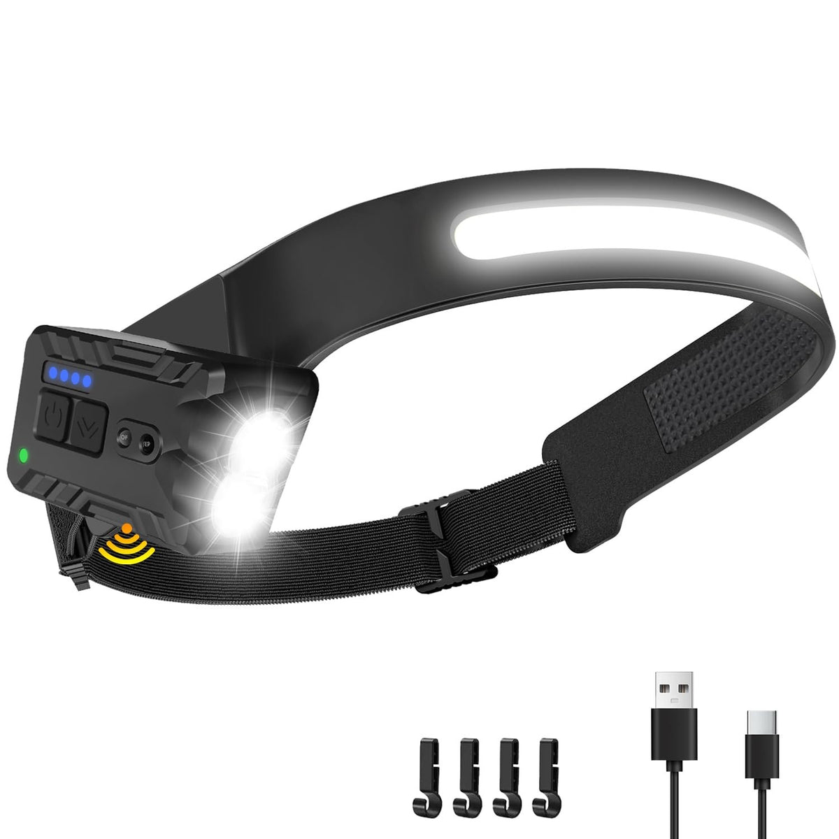 Rechargeable LED Headlamp with 230° Wide Beam, 500 Lumens for Camping & Repairs
