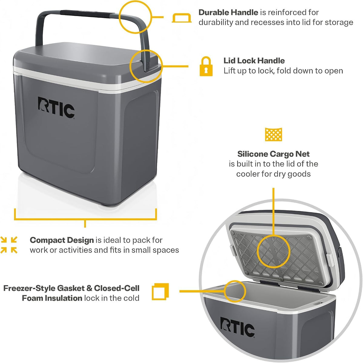 8 Qt Hard-Sided Personal Cooler for 12 Cans - Lightweight Portable Ice Chest