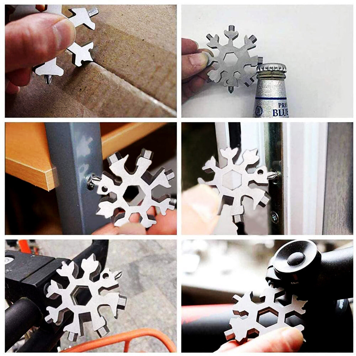 Multifunction Snowflake Multi-Tool Set - 18-in-1 Carbon Steel Screwdriver Opener
