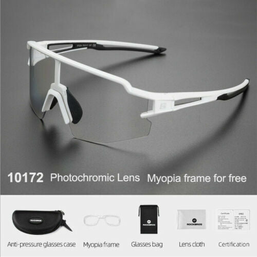 Photochromic Cycling Sunglasses with Polarized UV 400 Protection - Lightweight Full Frame Eyewear