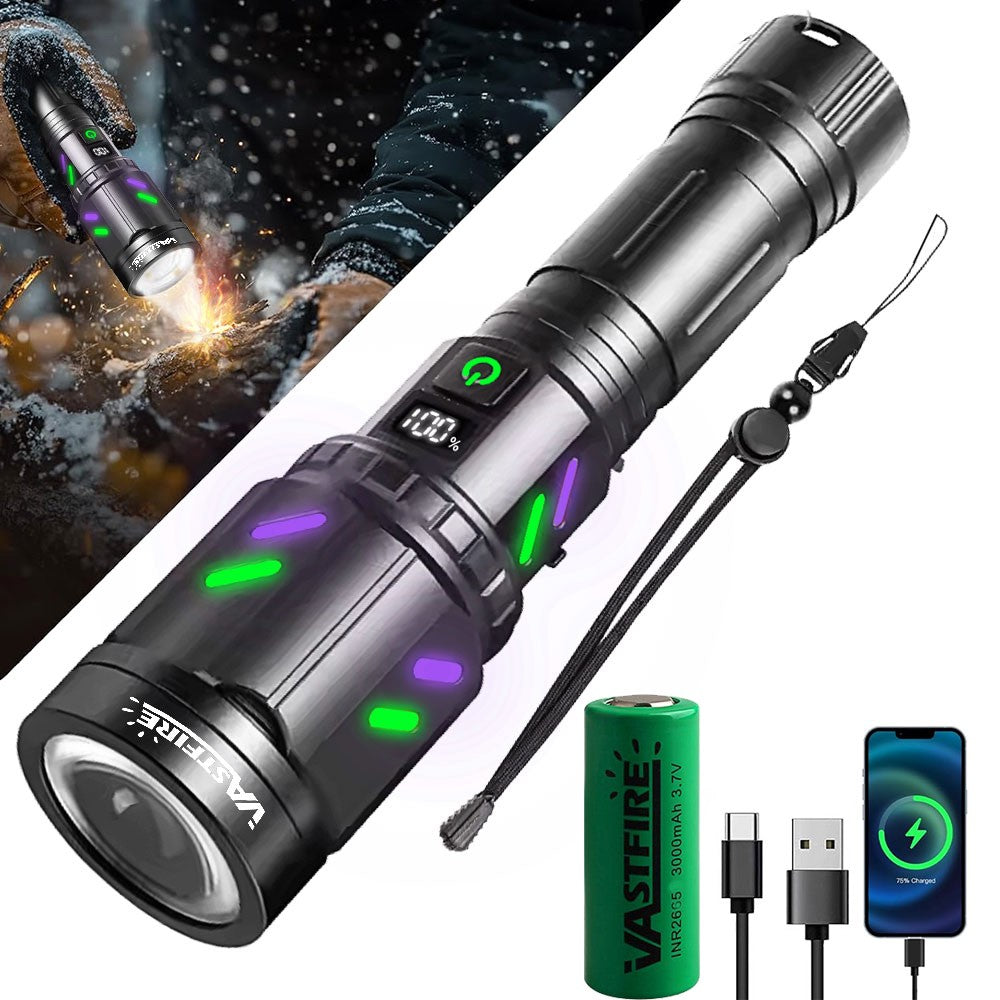 High Power Rechargeable LED Laser Flashlight with Zoom & SOS Mode