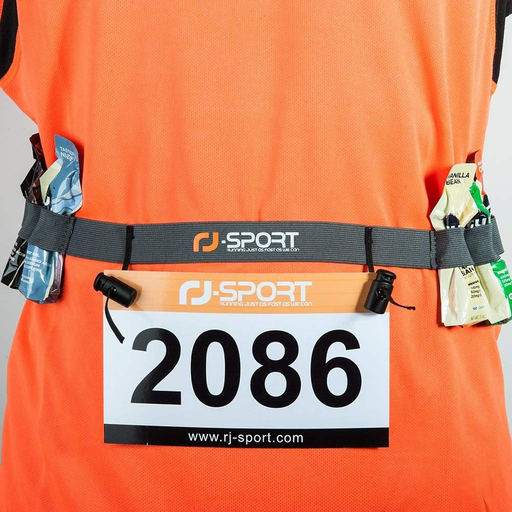 Triathlon Race Belt with 6 Energy Gel Loops Adjustable Bib Holder