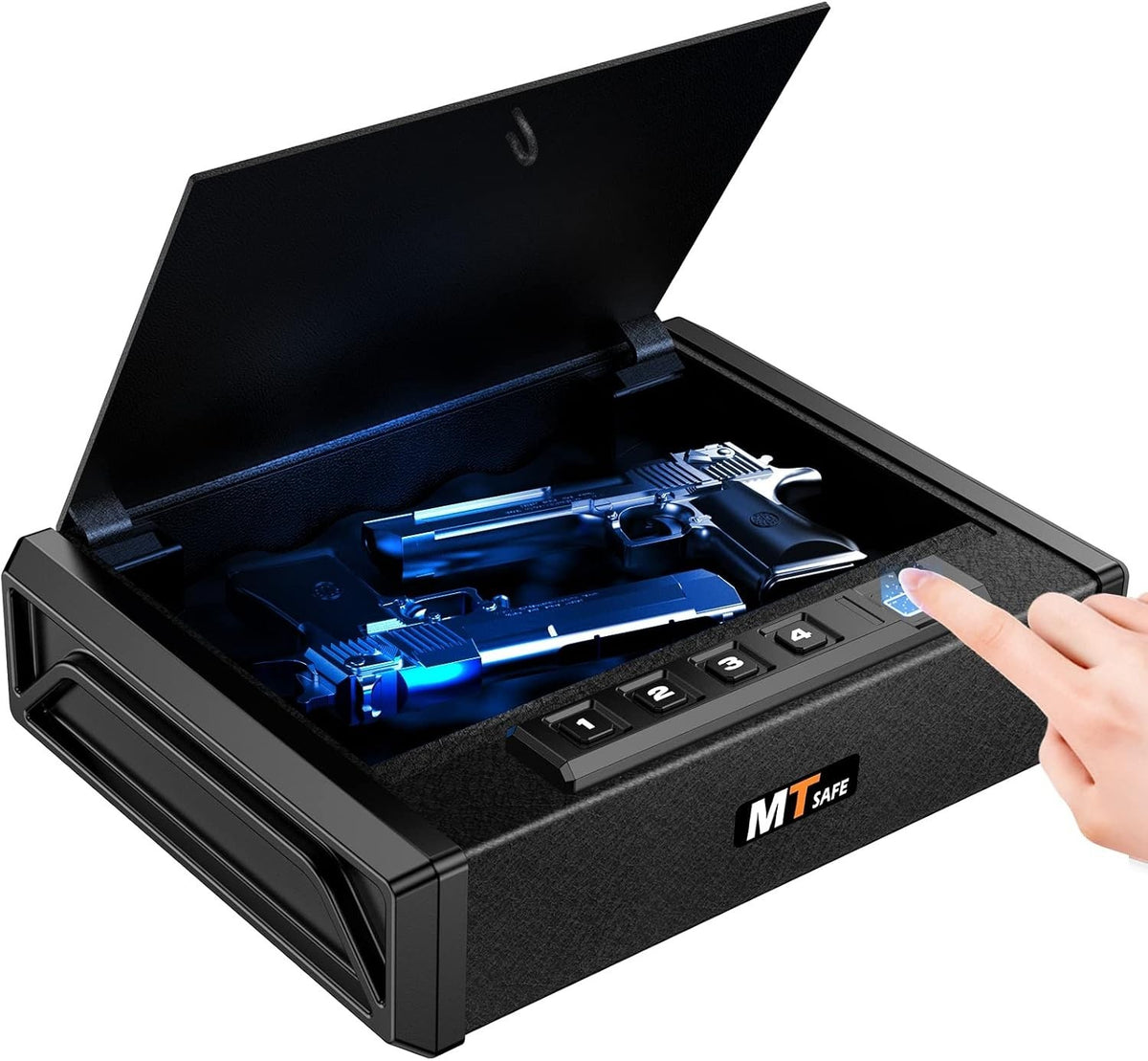 Portable Biometric Gun Safe with Fingerprint & PIN Lock for 2 Pistols