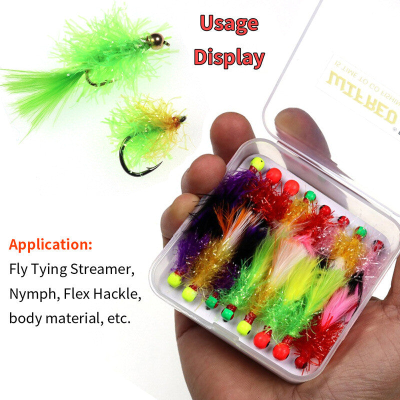 Fly Tying Materials - Crystal Flash Tinsel Chenille for Lures & Flies, 15pcs