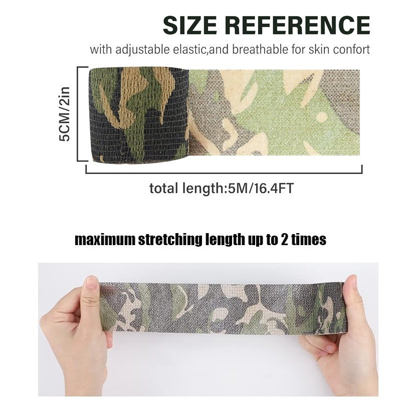 Self-Adhesive Camouflage Wrap Tape for Hunting Gear - Multiple Rolls